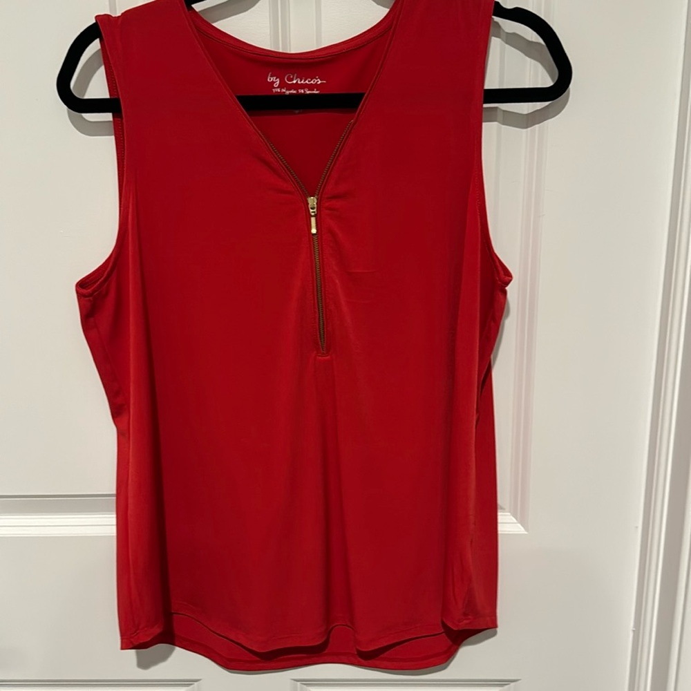 Chico’s Red zippered Tank Top.
